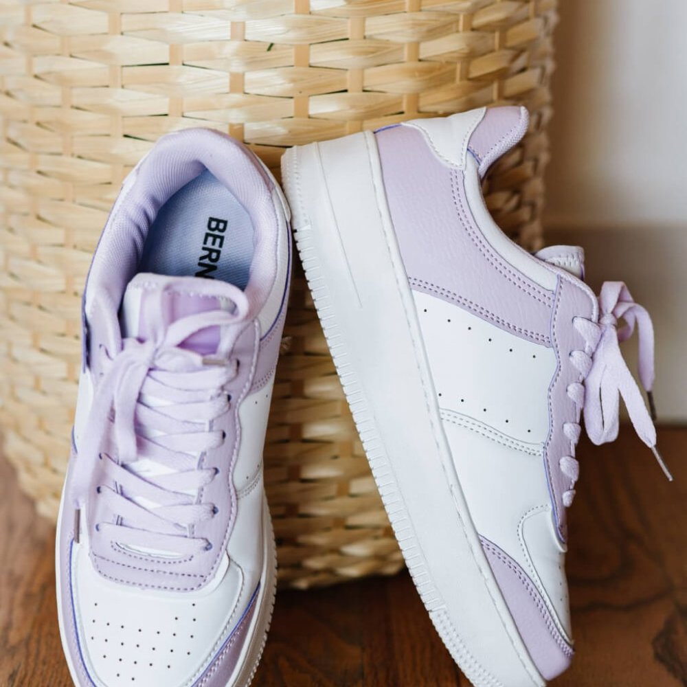 Berness Mile a Minute Platform Sneakers in White and Purple - Picture 4 of 5